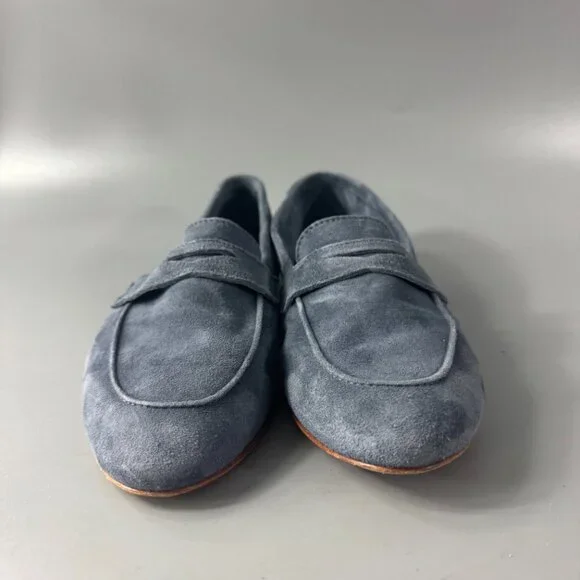Authentic Brunello Cucinelli Ashy Blue Suede Flats, Size 36